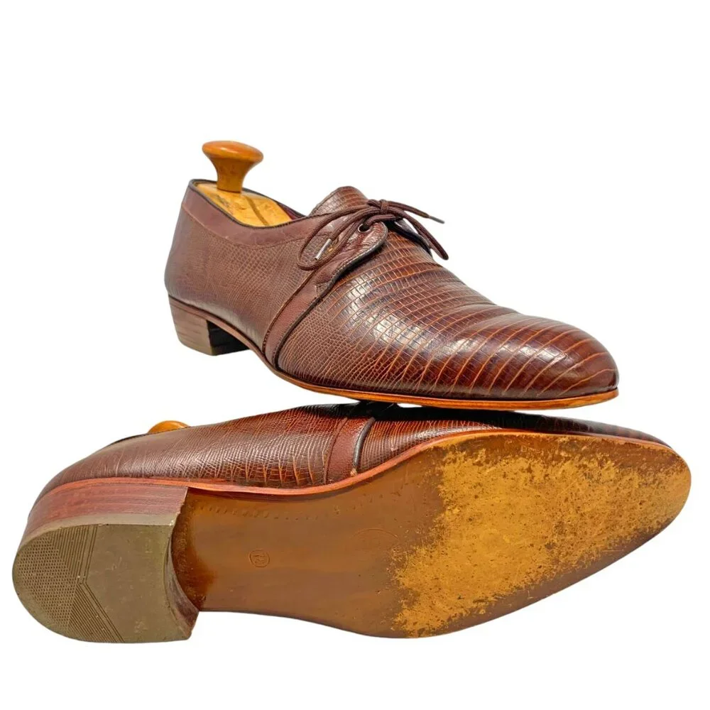 Vintage Rodolfo‎ Valentino Collection Brown Embossed Leather Dress Shoe